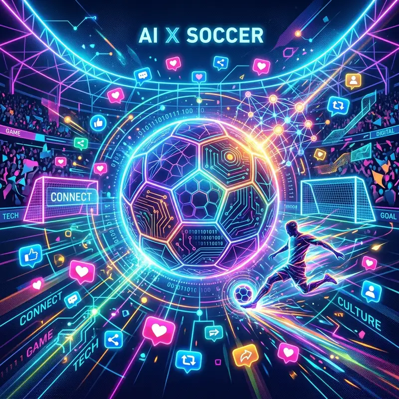 Conceito abstrato mostrando como ferramentas de IA geram engajamento nas tendências de Copa do Mundo