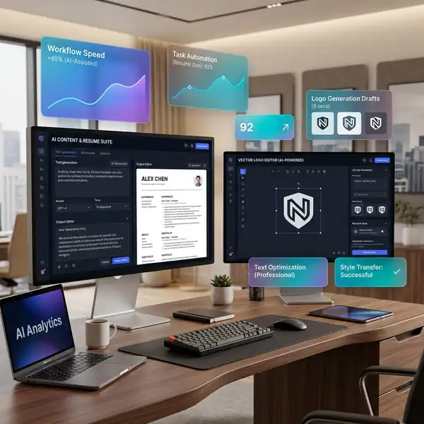 Espaço de trabalho corporativo otimizado para segurança e produtividade com IA