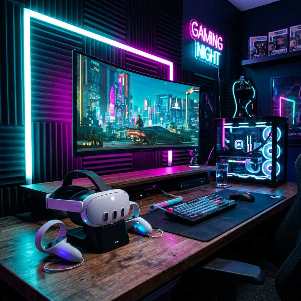 VR gaming setup with console