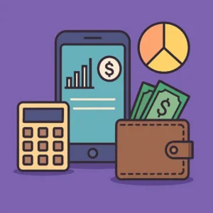 Interface de aplicativo de controle financeiro pessoal em estilo flat