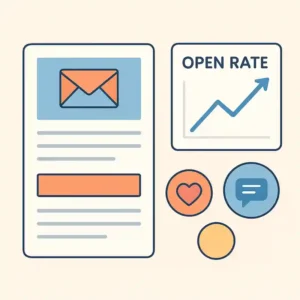 Smartphone exibindo email marketing e gráfico de engajamento de Estratégias de Email Marketing para Engajamento