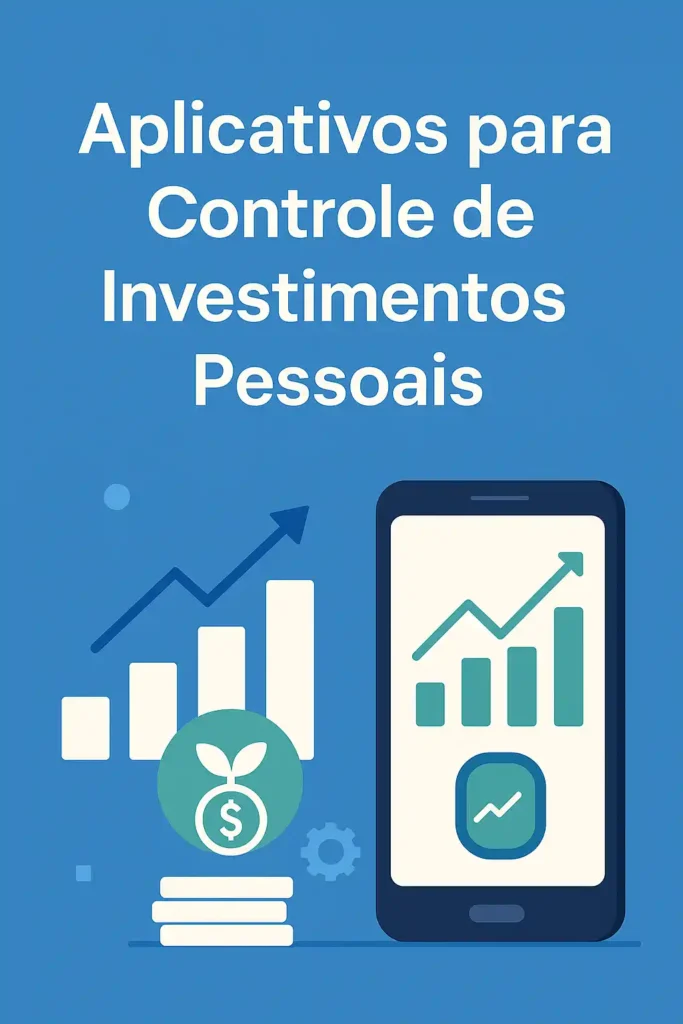 Aplicativo de controle de investimentos com moedas e planta de cresciment