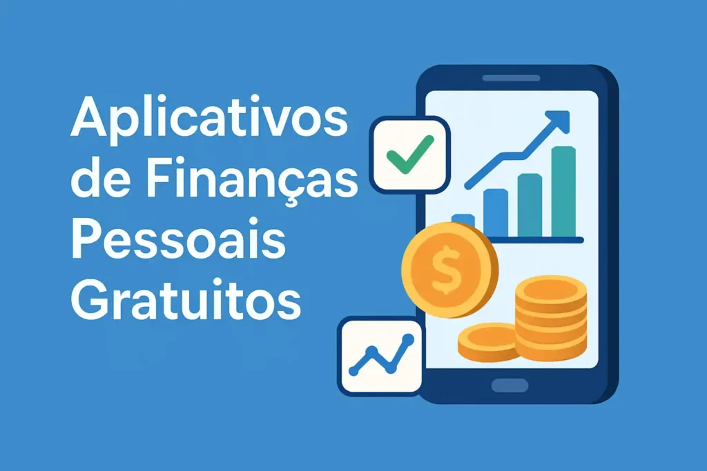 Aplicativos de finanças pessoais gratuitos com smartphone e gráficos de crescimento