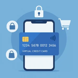 Celular exibindo cartão de crédito virtual ativo