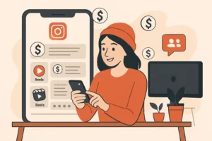 Infográfico em português com estratégias para ganhar dinheiro no Instagram