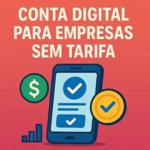 Conta digital para empresas sem tarifas com ícones de aprovação e gráfico