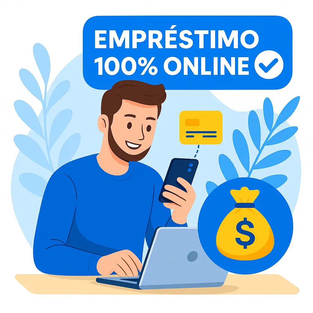 Ilustração com gráficos de score e aprovação de crédito online