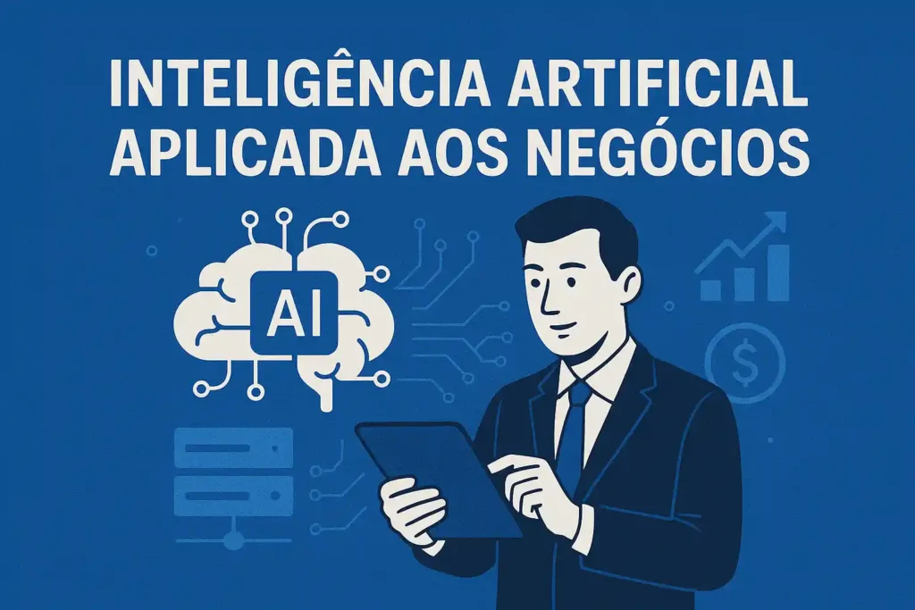 Conceito visual de inteligência artificial em ambientes corporativos
