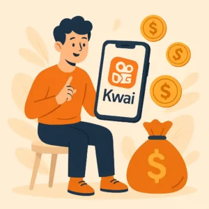 Jovem criando conteúdo no celular para ganhar dinheiro no Kwai