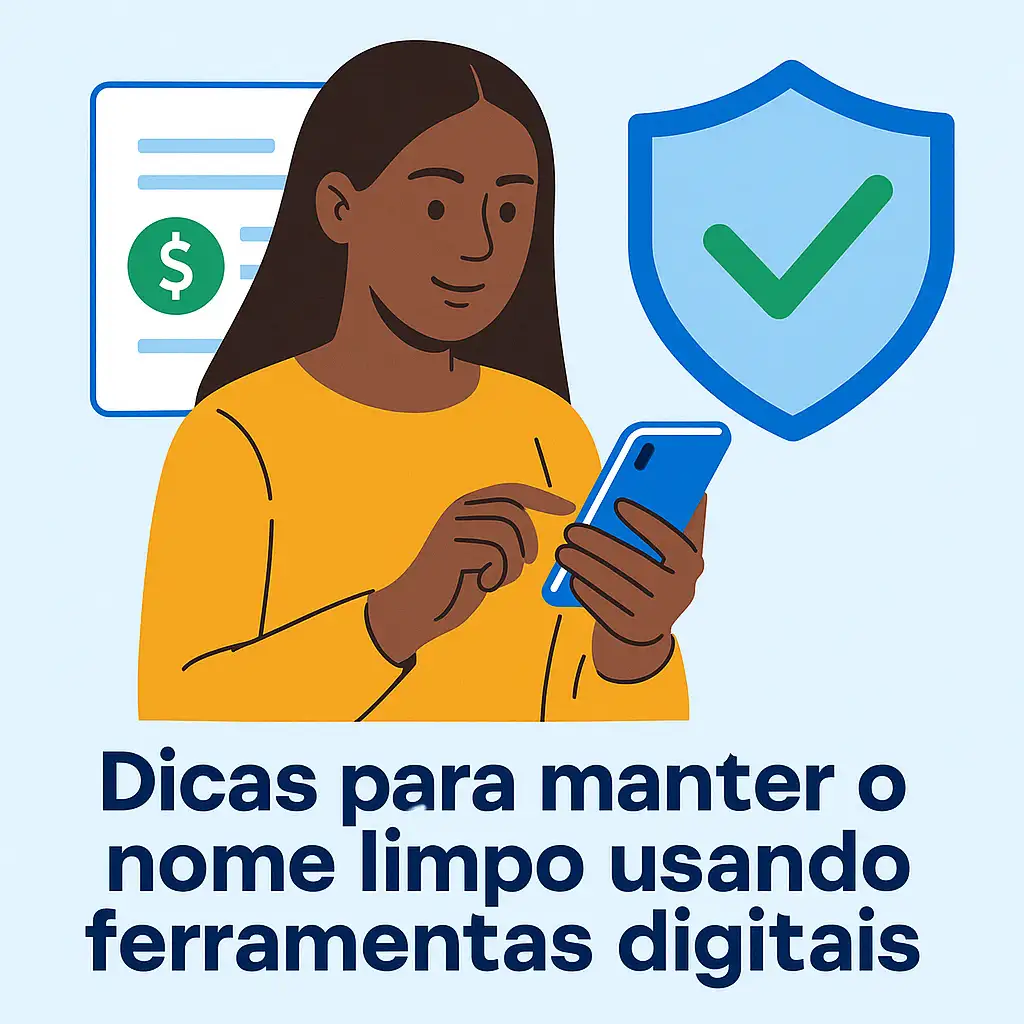 Usuária negociando dívida no celular com ferramenta digital