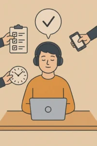 Homem ignorando distrações e mantendo produtividade com foco total