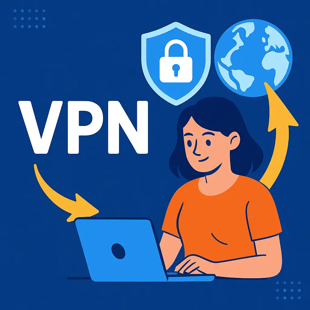 Ícones demonstrando os riscos de navegar sem VPN
