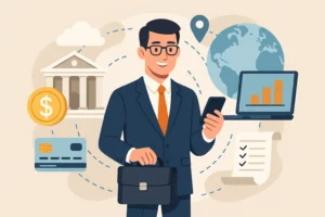 Young Brazilian entrepreneur reviewing business account options