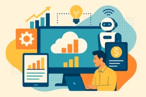 Group planning digital strategy powered by AI and cloud services