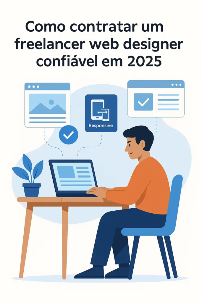 Freelancer web designer trabalhando em layout de site responsivo