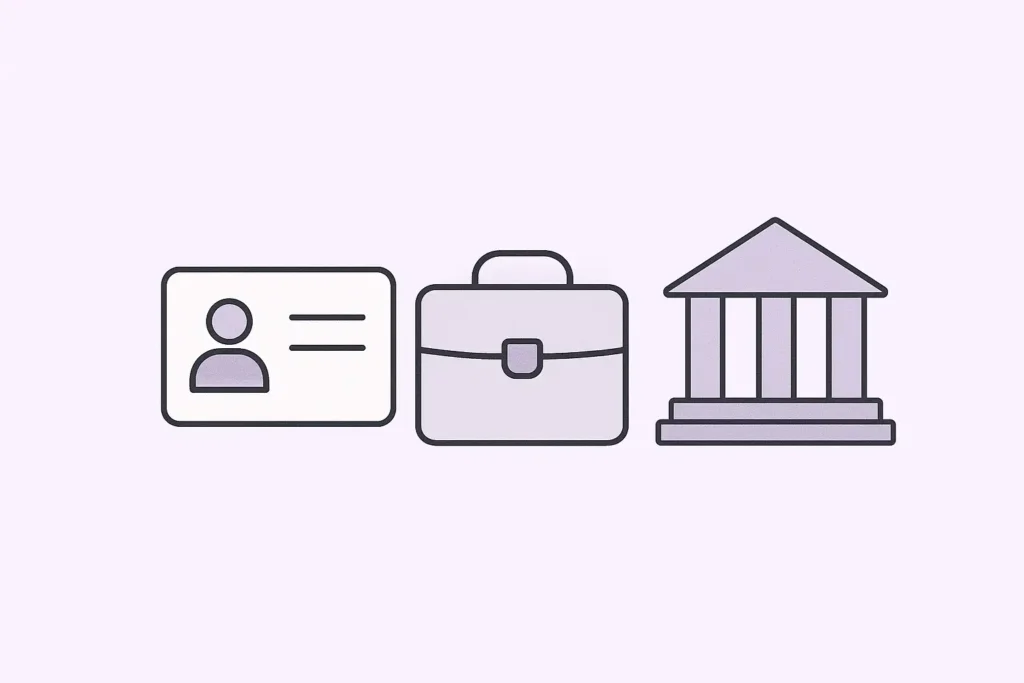 Ilustração com celular, maleta e documento para abertura de conta Nubank PJ