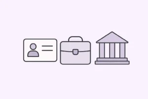 Ilustração com celular, maleta e documento para abertura de conta Nubank PJ