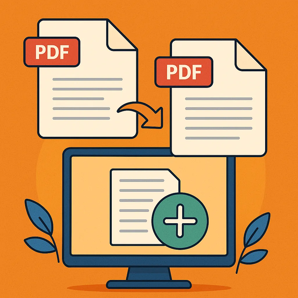 Juntar PDF grátis com símbolo de adição na tela