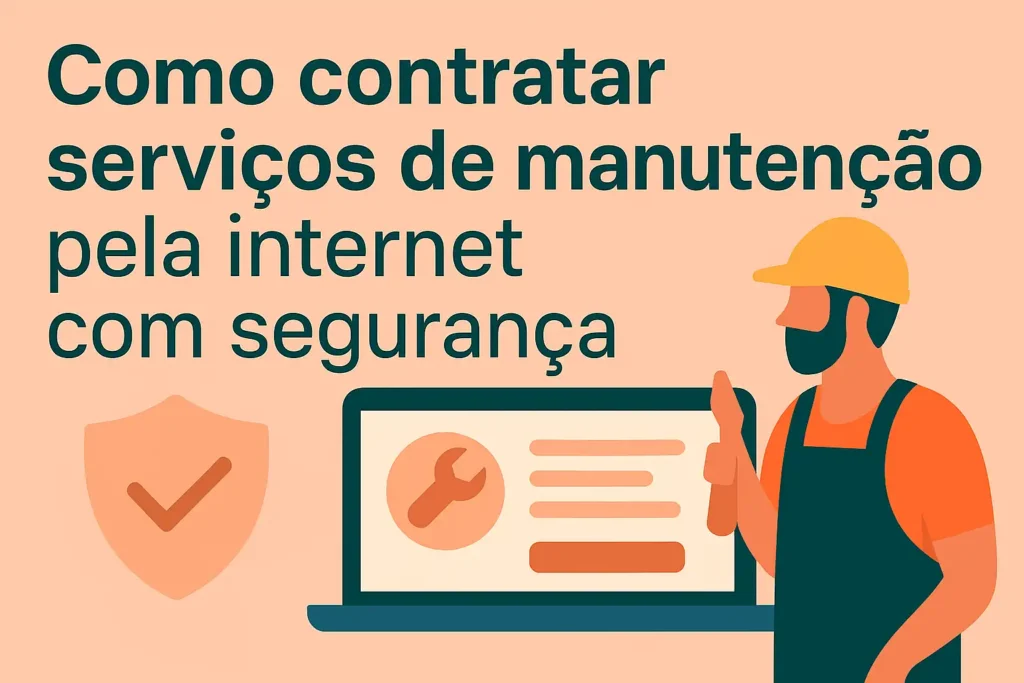 Ilustração de contratação de serviços de manutenção online com segurança