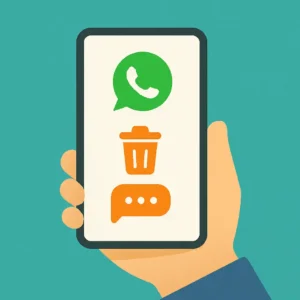 Tela de celular com símbolos de mensagem, lixeira e recuperação