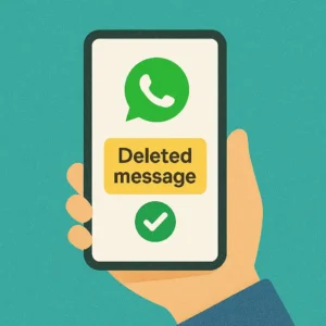 WhatsApp com seta indicando recuperação de lixeira