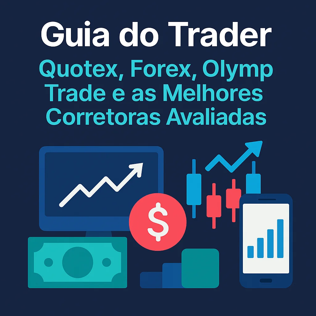 Capa do guia do trader com comparativo entre Quotex, Forex, Olymp Trade e melhores corretoras